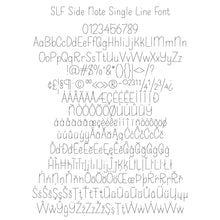 Load image into Gallery viewer, slf side note single line font monoline hairline for glowforge cricut silhouette and more character map