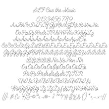 Load image into Gallery viewer, slf cue the music hairline engraving font