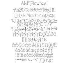 Load image into Gallery viewer, SLF Pinwheel character map showing full alphabet and symbols